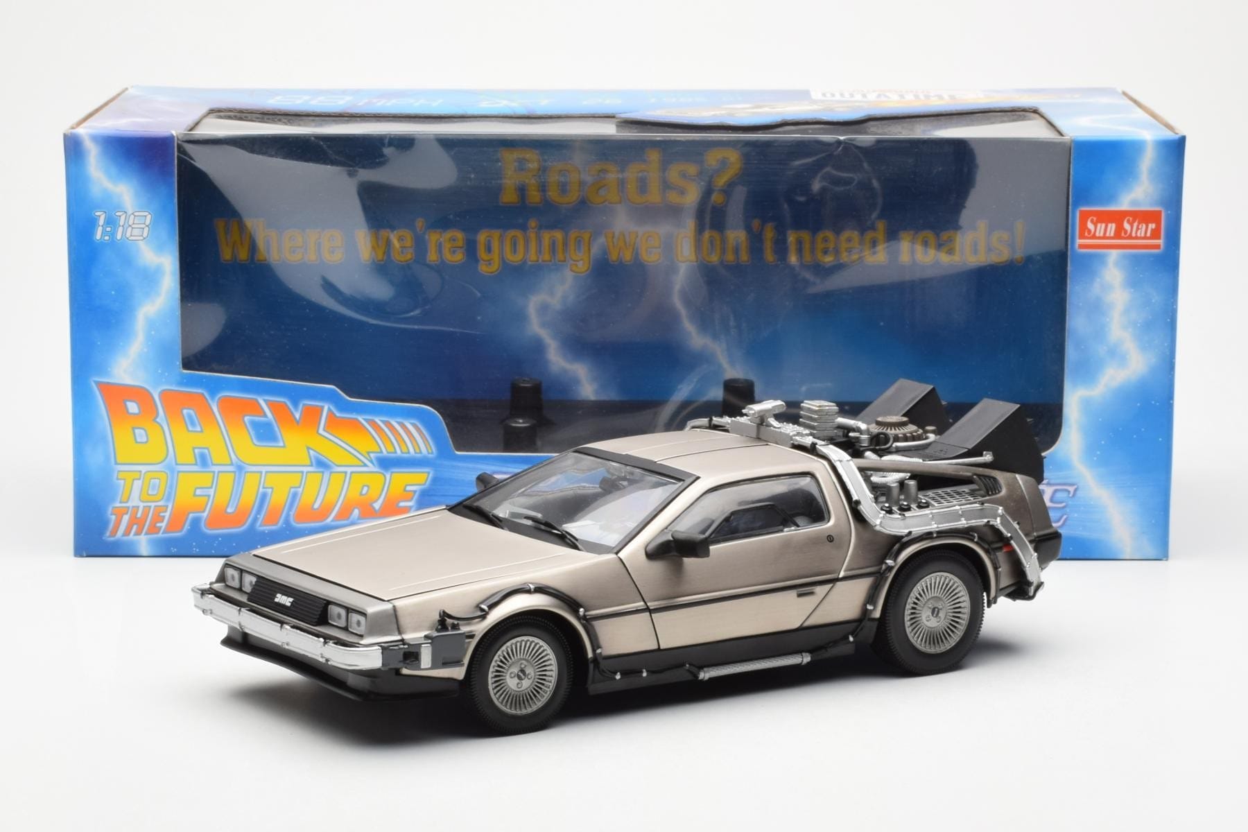 DeLorean DMC-12 Time Machine Back to the Future Srebrny Sun Star 1:18 2711 Metal — zdjęcie 2 z 8