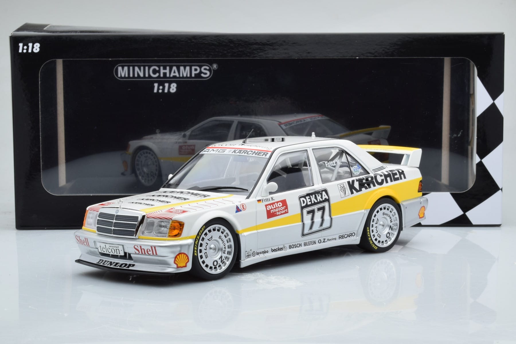 Mercedes 190E 2.5-16 W201 EVO 1 Karcher #77 F. Kreutzpointer Team AMG-Mercedes DTM 1990 Minichamps 1:18 155903677 Metal — zdjęcie 6 z 6
