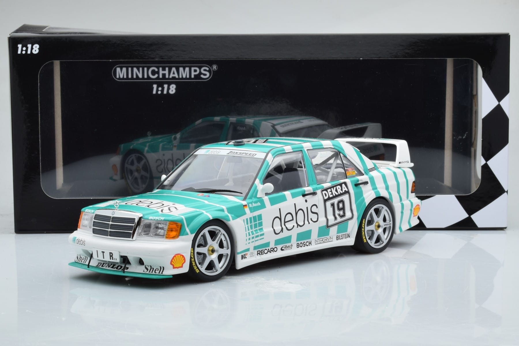 Mercedes 190E 2.5-16 W201 EVO 2 Debis #19 R. Asch Team Zackspeed DTM 1991 Minichamps 1:18 155913619 Metal — zdjęcie 6 z 6