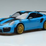 Porsche 911 991.2 GT3 RS Weissach Package Miami Niebieski Złote Felgi Minichamps 1:18 153068310 Metal