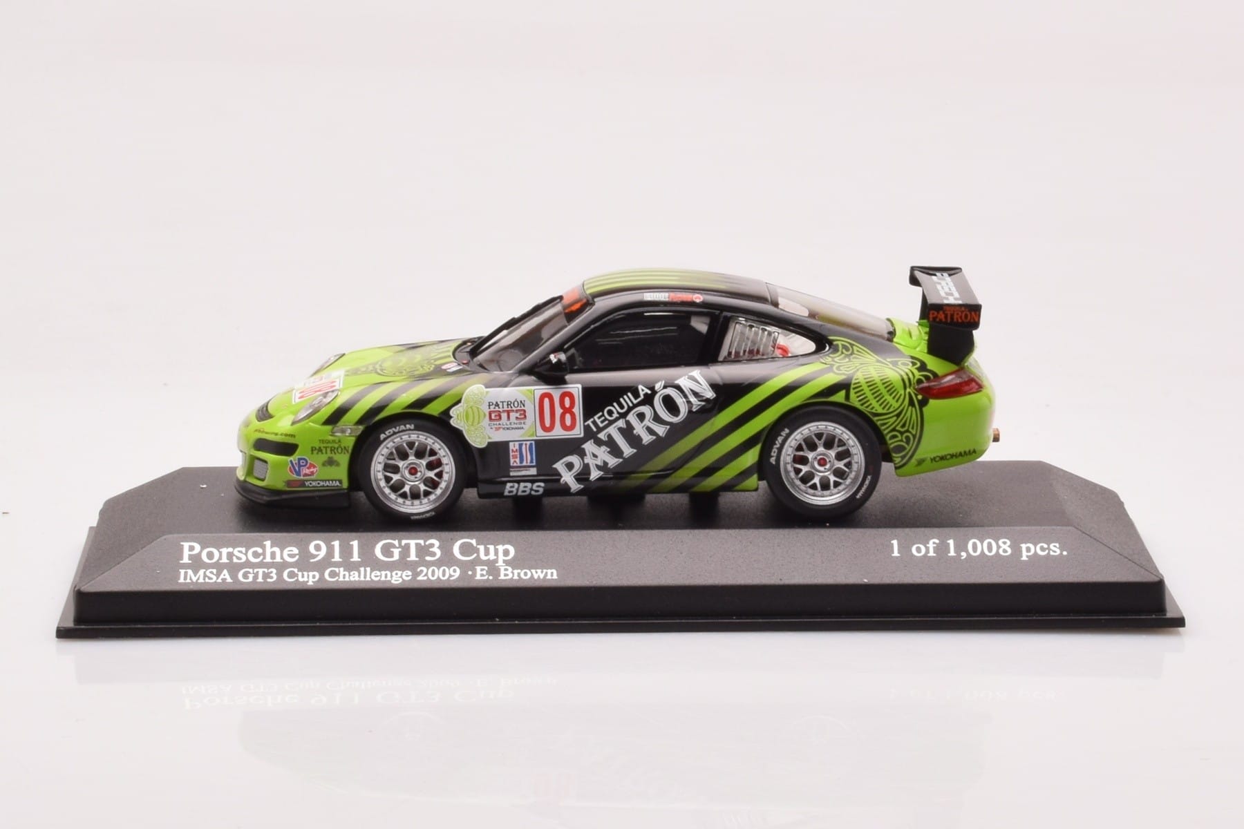 Porsche 911 997 GT3 Cup #8 E. Brown IMSA GT3 Challenge 2009 Minichamps 1:43 400096708 Metal