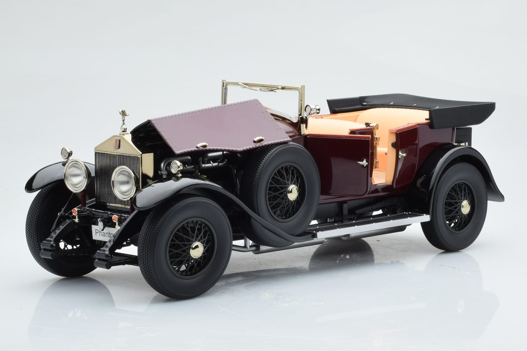 Rolls-Royce Phantom I Kabriolet Bordowy Czerwony Kyosho 1:18 08931R Metal — zdjęcie 9 z 10