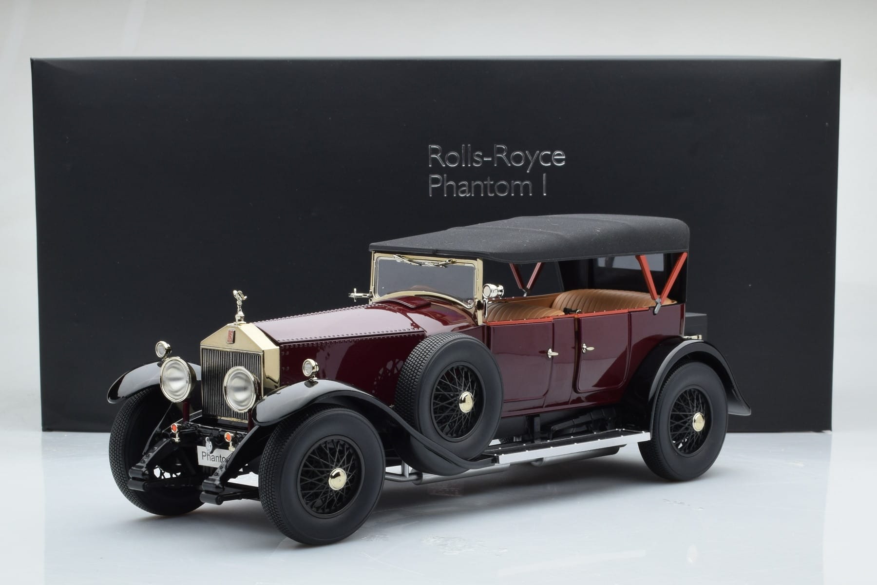 Rolls-Royce Phantom I Kabriolet Bordowy Czerwony Kyosho 1:18 08931R Metal — zdjęcie 10 z 10