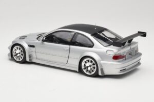 BMW M3 E46 GTR Street Srebrny With Carbon Roof Minichamps 1:18 100012102 Metal — zdjęcie 7 z 8