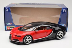 Bugatti Chiron Czarny & Czerwony Bburago 1:18 18-11040 Metal — zdjęcie 8 z 8