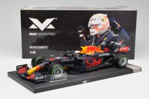 Red Bull RB16B #33 M. Verstappen Emilia Romagna GP Winner 2021 Minichamps 1:18 113210233T Metal — zdjęcie 6 z 6