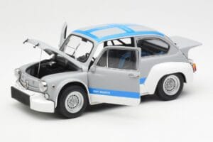 Fiat Abarth 1000 TCR Matowy Szary Niebieskie Pasy AUTOart 1:18 72642 Metal — zdjęcie 2 z 8