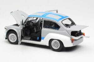 Fiat Abarth 1000 TCR Matowy Szary Niebieskie Pasy AUTOart 1:18 72642 Metal — zdjęcie 5 z 8