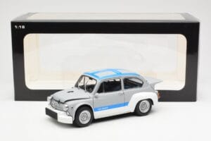 Fiat Abarth 1000 TCR Matowy Szary Niebieskie Pasy AUTOart 1:18 72642 Metal — zdjęcie 8 z 8