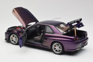 Nissan Skyline GT-R R34 V-Spec Midnight Fioletowy AUTOart 1:18 77305 Metal — zdjęcie 5 z 8
