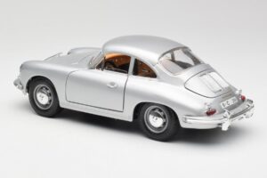 Porsche 356B Srebrny & Brązowe Wnętrze Bburago 1:18 3021-M2 Metal — zdjęcie 7 z 8