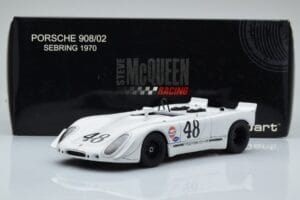 Porsche 908/02 #48 S. McQueen / P. Revson 12 Hours of Sebring 2nd Place Post Race Version 1970 AUTOart 1:18 87072 Metal — zdjęcie 8 z 8
