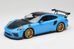Porsche 911 991.2 GT3 RS Weissach Package Niebieski & Złote Felgi Minichamps 1:18 153068232 Metal