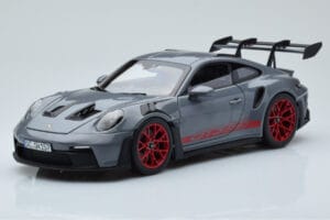 Porsche 911 992 GT3 RS Arctic Szary Pyro Czerwony Norev 1:18 187350 Metal