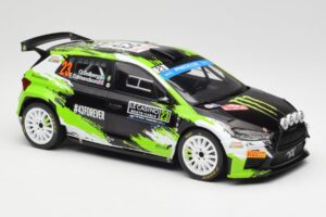 Skoda Fabia Rally2 #23 O. Solberg / E. Edmondson Rally Monte Carlo 2023 IXO 1:18 18RMC155A Metal — zdjęcie 4 z 6