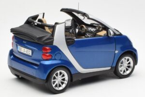 Smart Fortwo W451 Kabriolet Niebieski Srebrny Minichamps 1:18 Q0022565V001C80Q00 Metal — zdjęcie 3 z 8