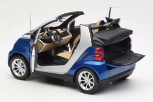 Smart Fortwo W451 Kabriolet Niebieski Srebrny Minichamps 1:18 Q0022565V001C80Q00 Metal — zdjęcie 5 z 8