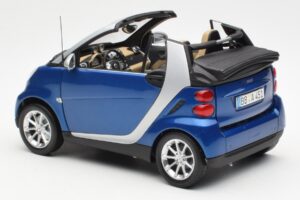Smart Fortwo W451 Kabriolet Niebieski Srebrny Minichamps 1:18 Q0022565V001C80Q00 Metal — zdjęcie 7 z 8