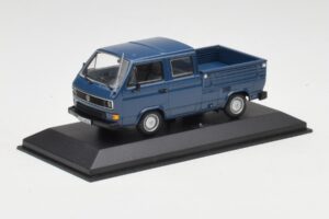 Volkswagen T3 Double Cab Flatbed Niebieski Minichamps 1:43 400055260 Metal — zdjęcie 3 z 4
