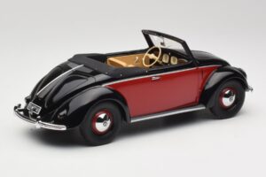 Volkswagen Beetle Hebmuller Kabriolet Czarny & Czerwony Minichamps 1:18 107054230 Żywica — zdjęcie 2 z 6