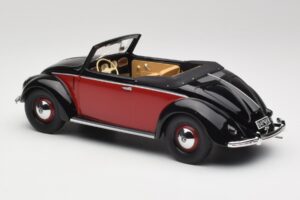 Volkswagen Beetle Hebmuller Kabriolet Czarny & Czerwony Minichamps 1:18 107054230 Żywica — zdjęcie 5 z 6