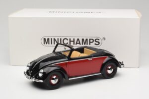 Volkswagen Beetle Hebmuller Kabriolet Czarny & Czerwony Minichamps 1:18 107054230 Żywica — zdjęcie 6 z 6