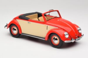 Volkswagen Beetle Hebmuller Kabriolet Czerwony & Kremowy Minichamps 1:18 107054231 Żywica — zdjęcie 4 z 6
