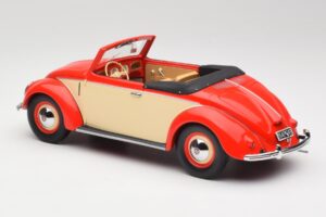 Volkswagen Beetle Hebmuller Kabriolet Czerwony & Kremowy Minichamps 1:18 107054231 Żywica — zdjęcie 5 z 6